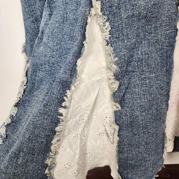Mariposa Jeans Y2K Pleated Lace Denim Midi Skirt Size Medium - Picture 6 of 13